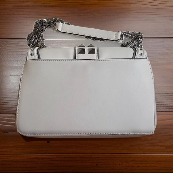 Michael Kors Large Soho Studded Leather Shoulder Bag Optic White/Silver NWOT - Picture 8 of 10